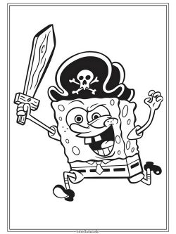 Раскраска Спанч Боб в костюме пирата