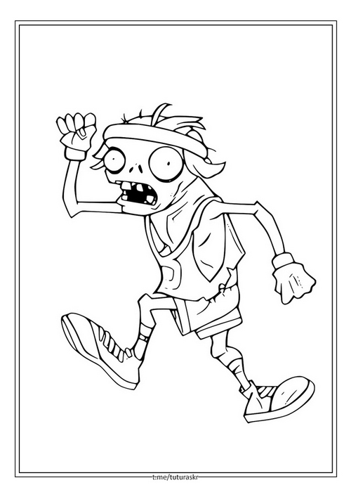 Раскраска Прыжки с шестом Зомби без шеста