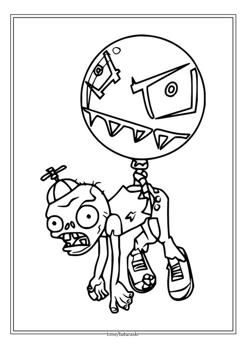 Раскраска Зомби с Воздушным шаром